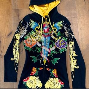 NWT 👑 Christian Audigier full zip XS hoodie